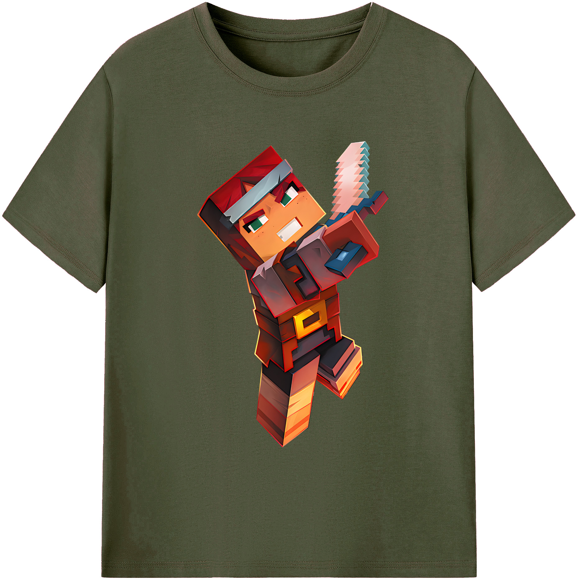 （画像用） マインクラフト ブロックの世界 Minecraft MC Block world 綿100％ メンズ半袖Tシャツ｜肌触りやわらか＆通気性